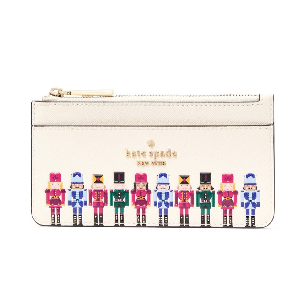 New Kate Spade Oh What Fun Nutcracker Large Slim Cardholder Meringue Multi